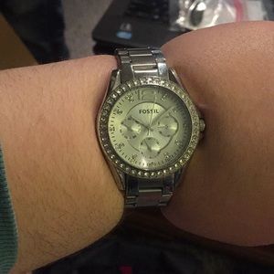 Silver Fossil Watch